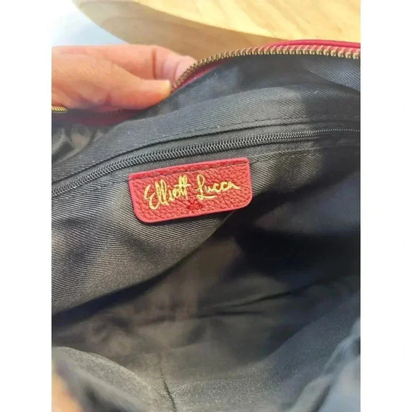 VTG Elliott Lucca Red Leather Zips Crossbody Messenger Bag Handbag Purse - Picture 5 of 7